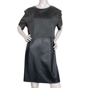 Zara Faux Leather & Suede Vintage Inspired Retro 1960's Pullover Mini Dress XL